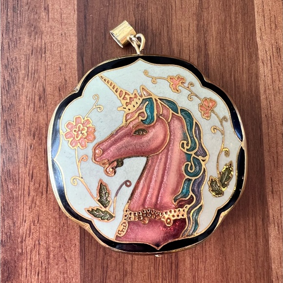 Vintage Jewelry - Double Sided Cloisonné Unicorn Pendant